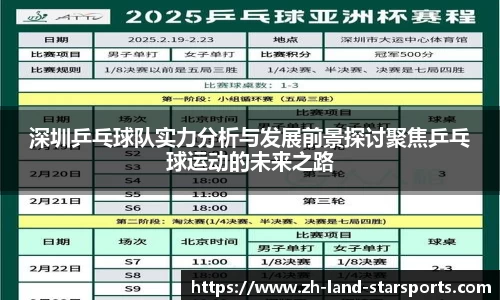 深圳乒乓球队实力分析与发展前景探讨聚焦乒乓球运动的未来之路